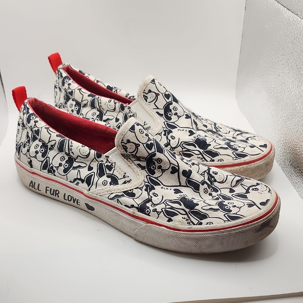 BOBS from Skechers White and Black Graphic Slip-On Sneakers